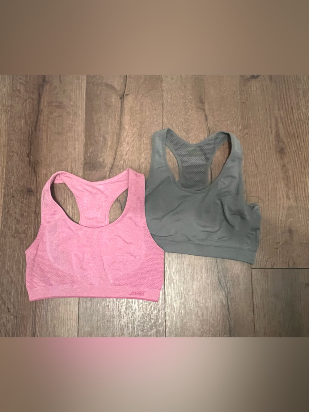 Gray and Pink Seamless Racerback Sports Bras